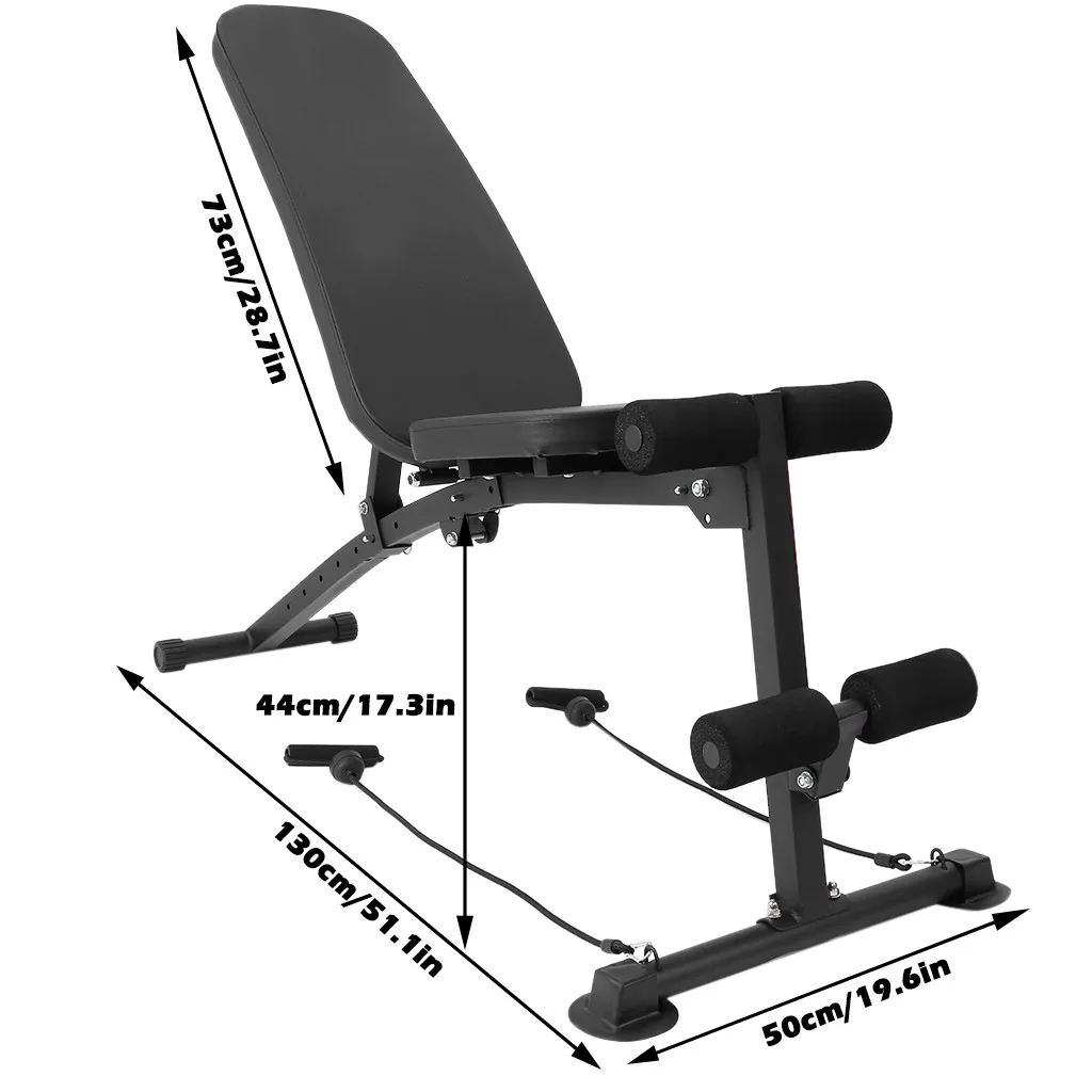 

Adjustable Weight Press Sit Up Bench w/ Fitness Rope, Supine Board Push Ups Roman Chair for Abs Abdominal Strength Training