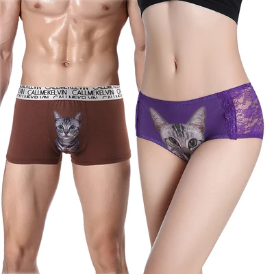 

2PC Lot New Quality Couples Modal Silk fiber Underwear Lovers Comfortable Underpants Tamptation Sexy Panties Men Women Boxers
