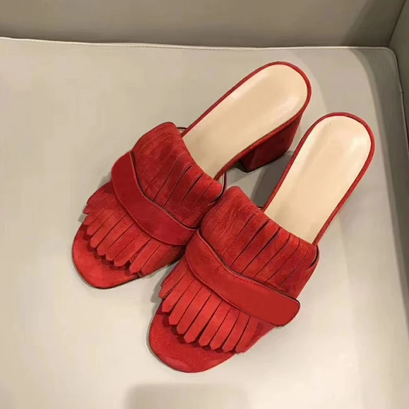 

Ollymurs summer sandals leather women's shoes high heel platform open toe slippers high quality brand shoes Mules