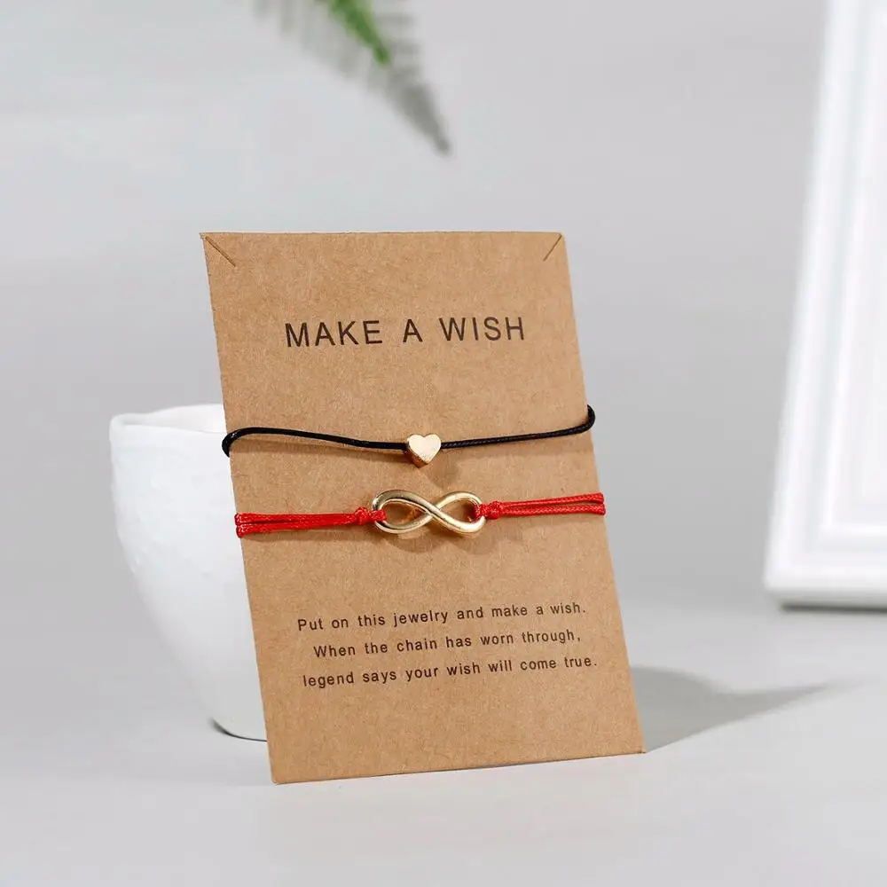 Новый красный черный браслет с цепочкой из веревки карточкой любовь смола кулон