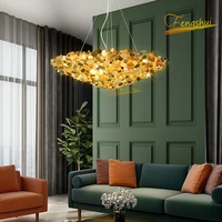 modern golden glossy led pendant lamp lighting nordic light luxury crystal pendant lights hotel villa living room hanging lamp