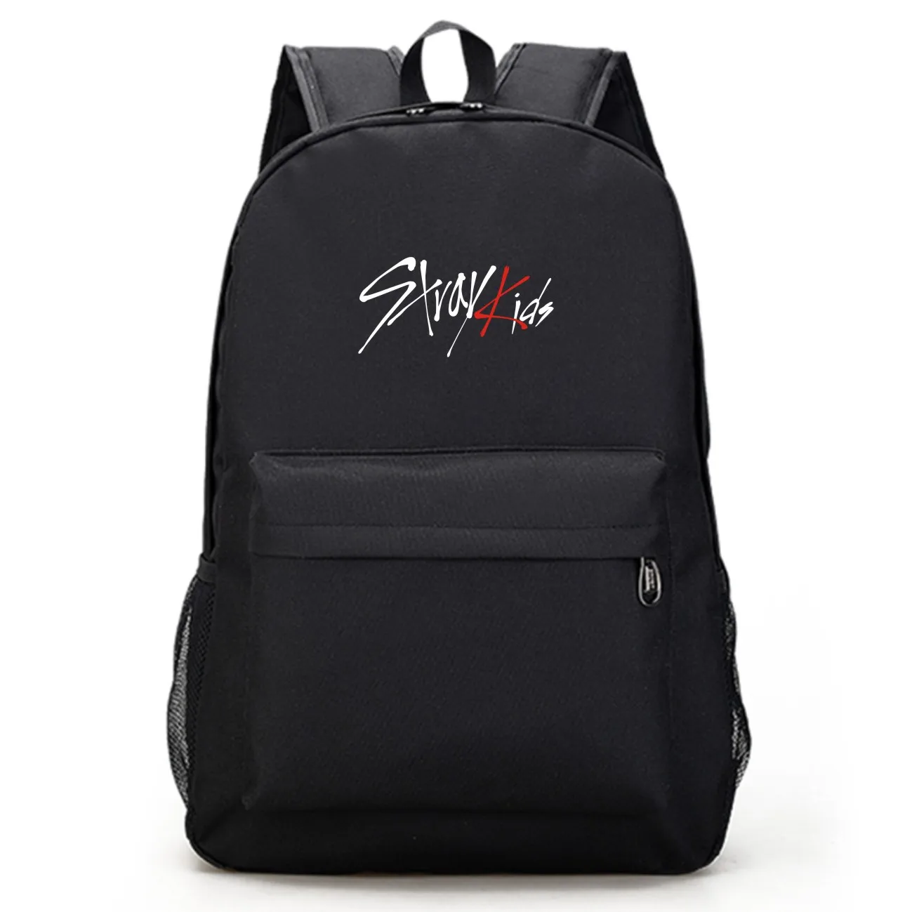 

Kpop Stray kids Simple Black backpack traveling school bag Large capacity Wear-resisting polyester kpop stray kids supplies
