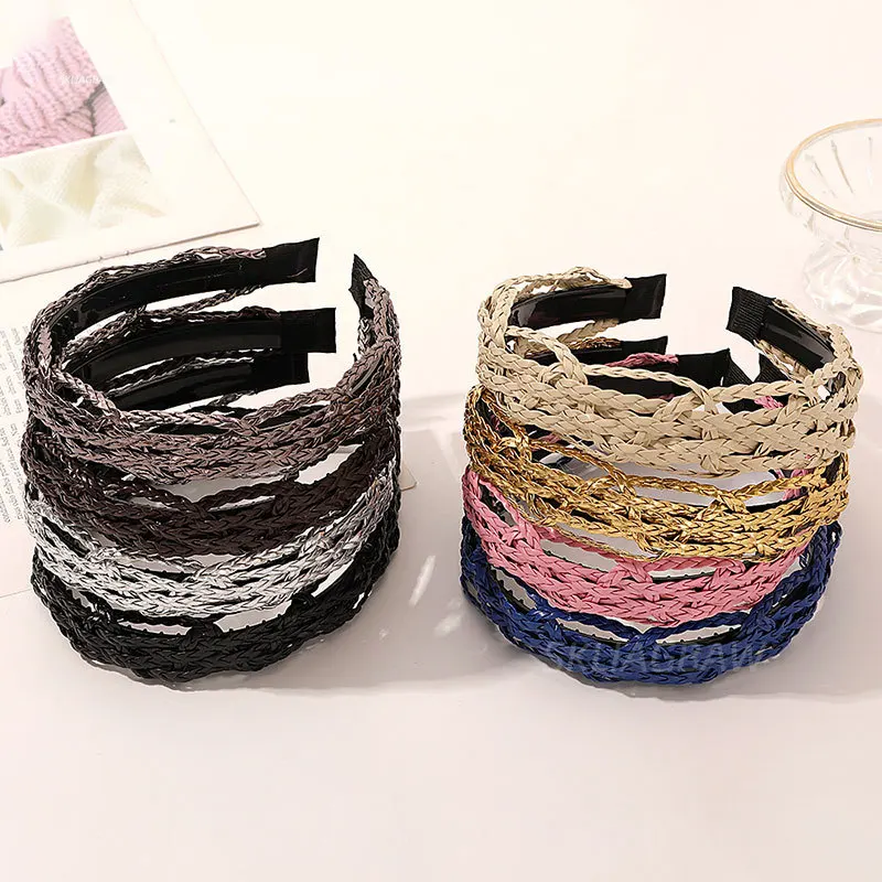 

Fashion Headband Woman Hairband Cortex Twist Braid Non-slip Headbands Girls Hair Hoop Bezel Colorful Hair Accessories 2021 New