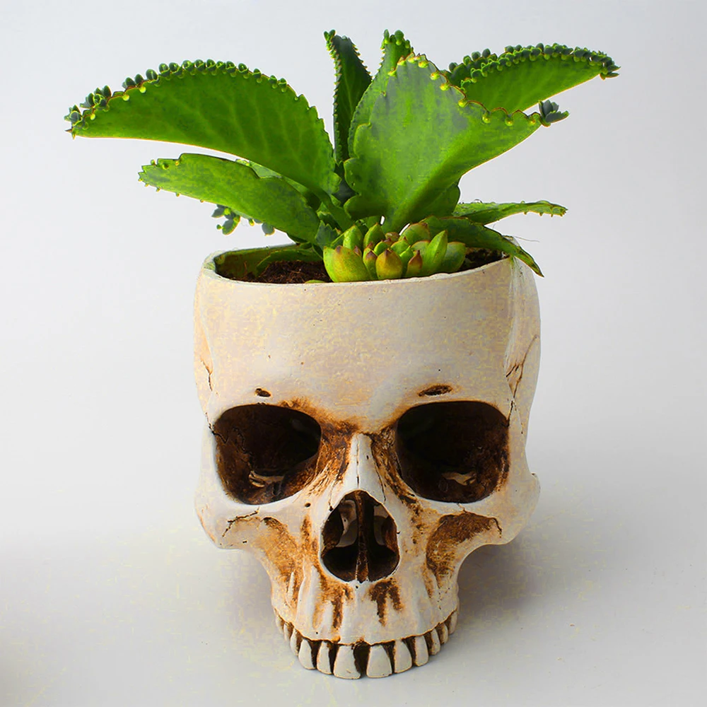 Креативный горшок для цветов с черепом выращивания скульптур дома сада офиса