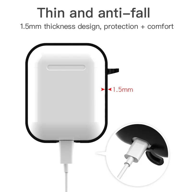 Чехол для наушников Apple AirPods 2 чехол силиконовый чехол беспроводные Bluetooth наушники Air Pods 2 Чехол защитный чехол для AirPods чехол