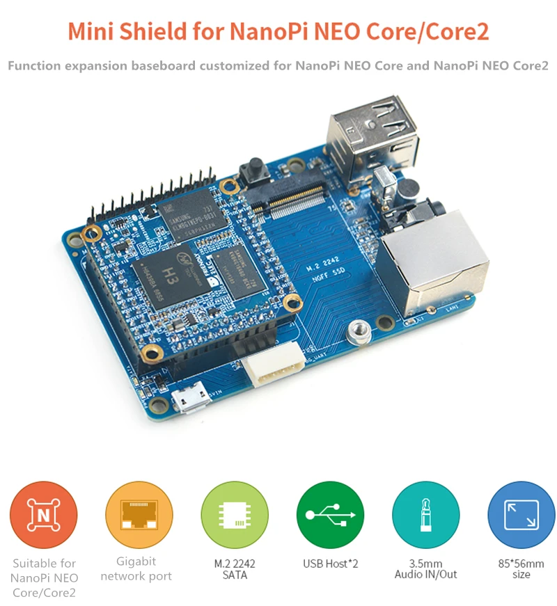 Для NanoPi NEO Core мини-щит Core2 Функциональная плата расширения с одной нижней