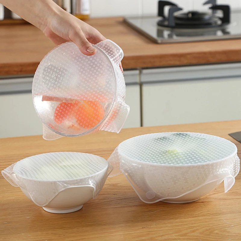 4 шт./лот силиконовая крышка для чаши Zero Waste Food Wrap многоразовые кухонные