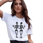 Модный Графический для женщин полиэстер забавная Повседневная футболка летние футболки для девочек и футболка с длинным рукавом в стиле Харадзюку череп сестра напиток и принтом 