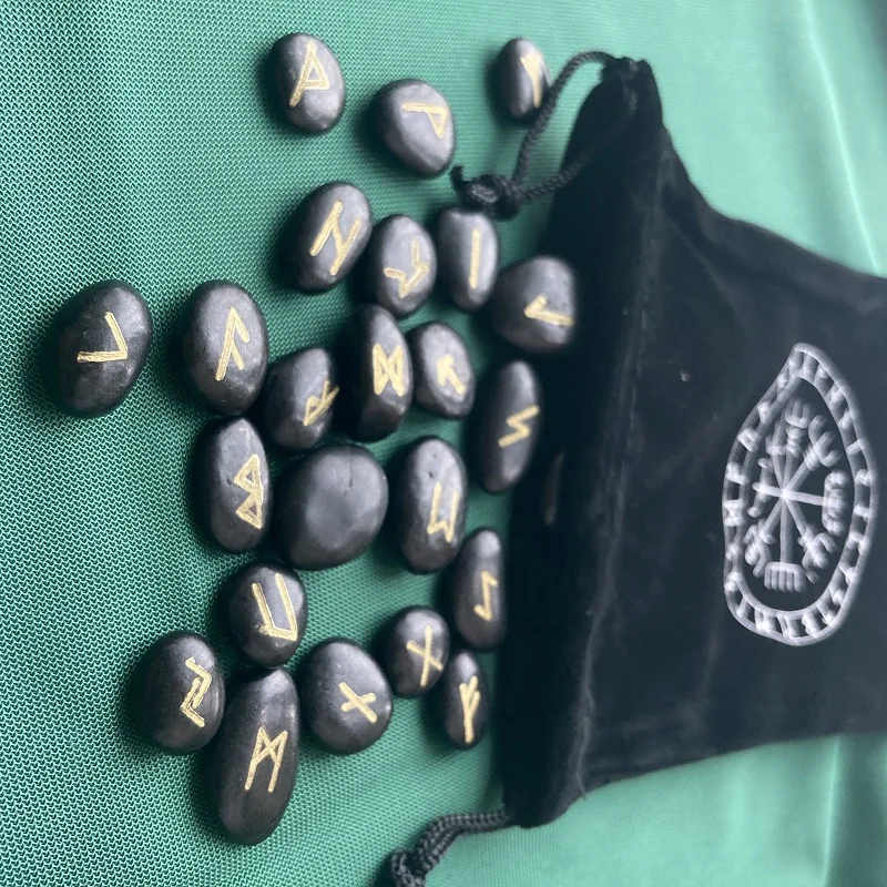 25 шт./компл. гравировкой Riverstones Руна викингов камни комплект ювелирных изделий