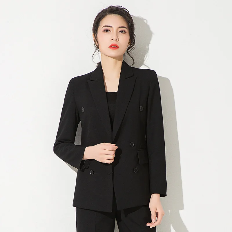 

2020 Spring Summer Autumn New Black Professional Suit New Casual Temperament Fashion Simple Lapel Slim Fit Suit Women's Suit