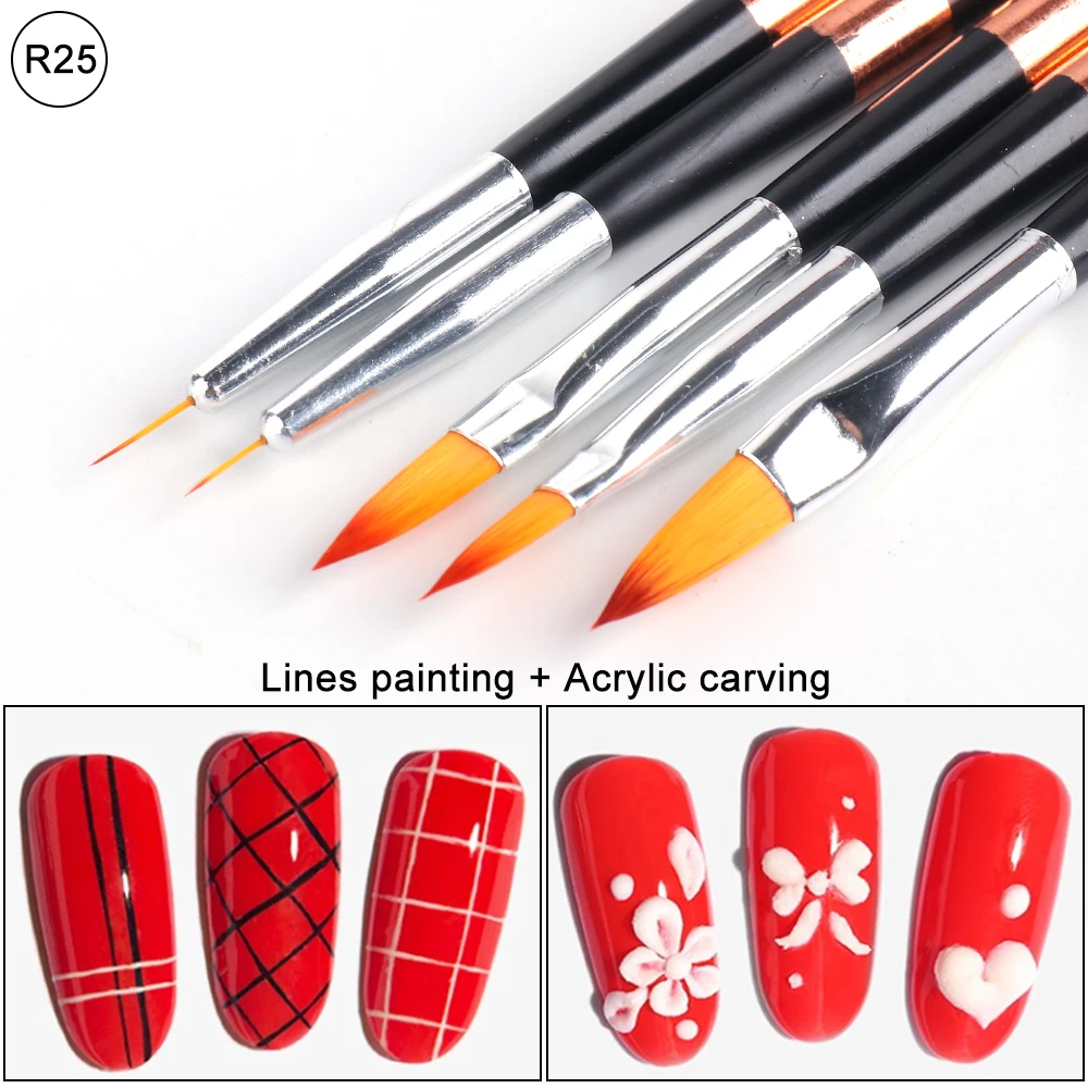 Ombre Nail Brushes Set Gradient For Manicure Double-Sided Dotting Pen Line Painting Acrylic Carving Art Tools GLR25 |