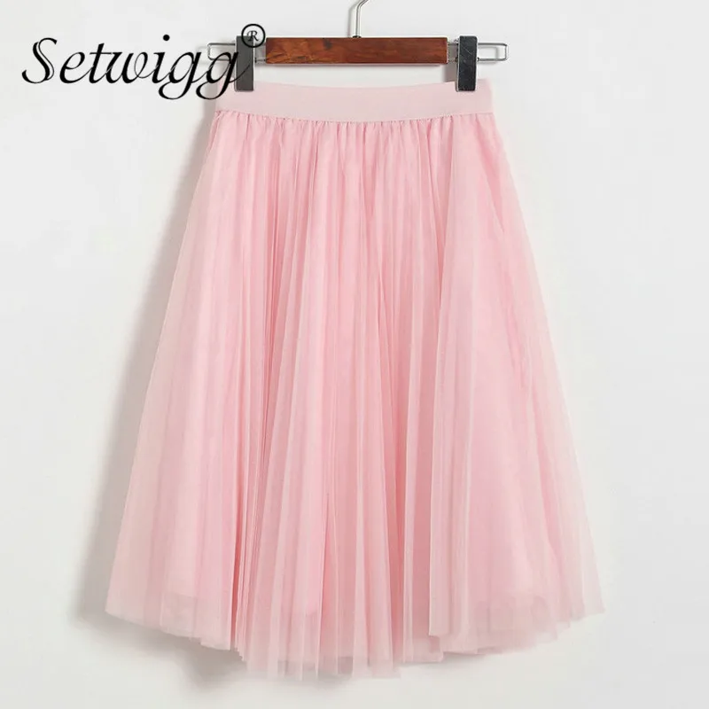 SETWIGG/многослойная юбка средней длины в сеточку Юбка трапециевидной формы с