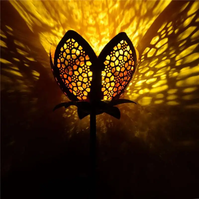 Уличный газонный светильник s со светодиодной подсветкой цветок солнечный светильник Декорации для ландшафтного дизайна для Садовая деревянная на заднем дворе IP65 Водонепроницаемый железная рукодельная лампа патио ночные лампы