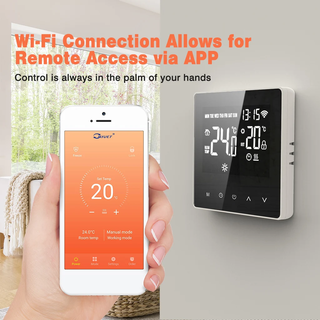 Floureon Smart WiFi Термостат тепловой сенсорный экран датчика Электрический нагрев умная система контроля температуры для домашнего офиса