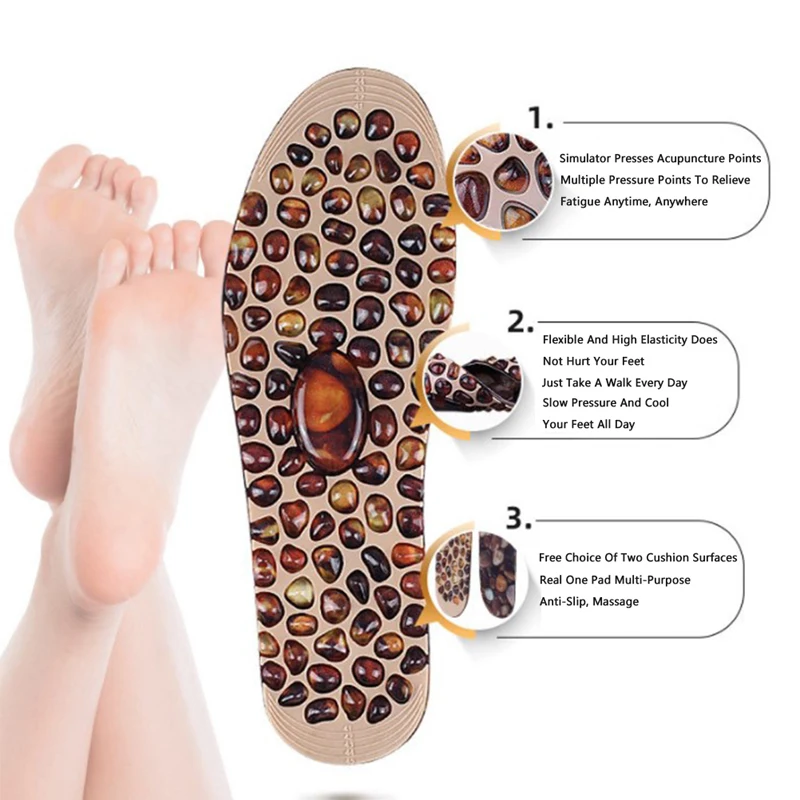 

1 Pair Soft Rubber Therapy Acupressure Foot Pad Weight Lose Shoes Insert Feet Insole Cobblestone Massage Insoles for Men Women