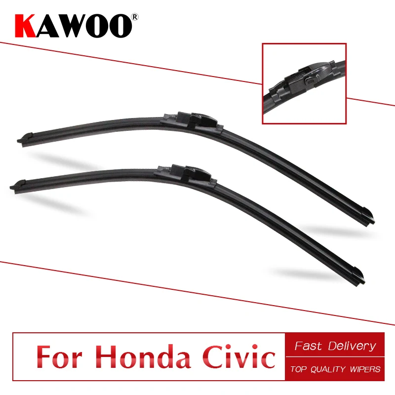 KAWOO для Honda Civic 8 9/Civic Coupe автомобиля мягкие резиновые стеклоочистители Лезвия модель год от 2005 до Fit кнопка/U крюк руки