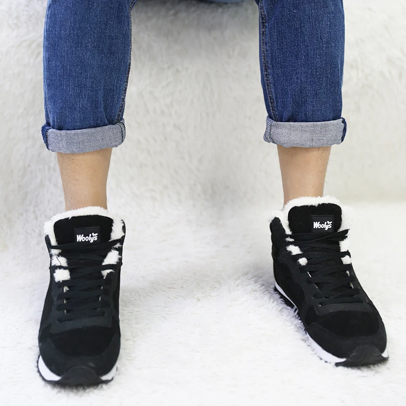 Мужские ботинки 2020 зимние для снега мужские замшевые ботильоны на шнуровке - Фото №1