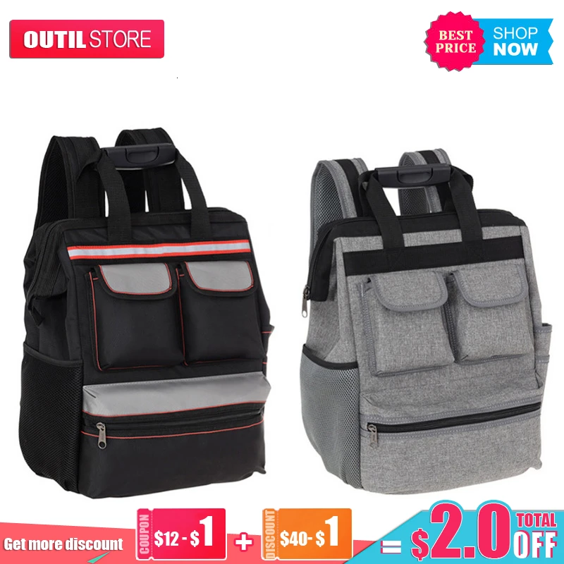 Harga FGHGF Bahu Alat Tas Ransel Lift Repair Belt Peralatan Kit Organizer Oxford Kain Kanvas Perjalanan Tas Tukang Listrik Tas