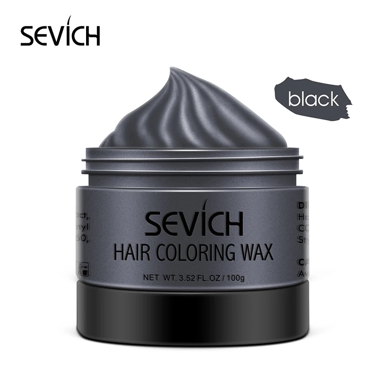 Black Sevich 9 цветов цвет волос унисекс восковая Временная Краска для волос сильная фиксация одноразовые пастельные динамические прически черный цвет волос крем - Цвет: Black