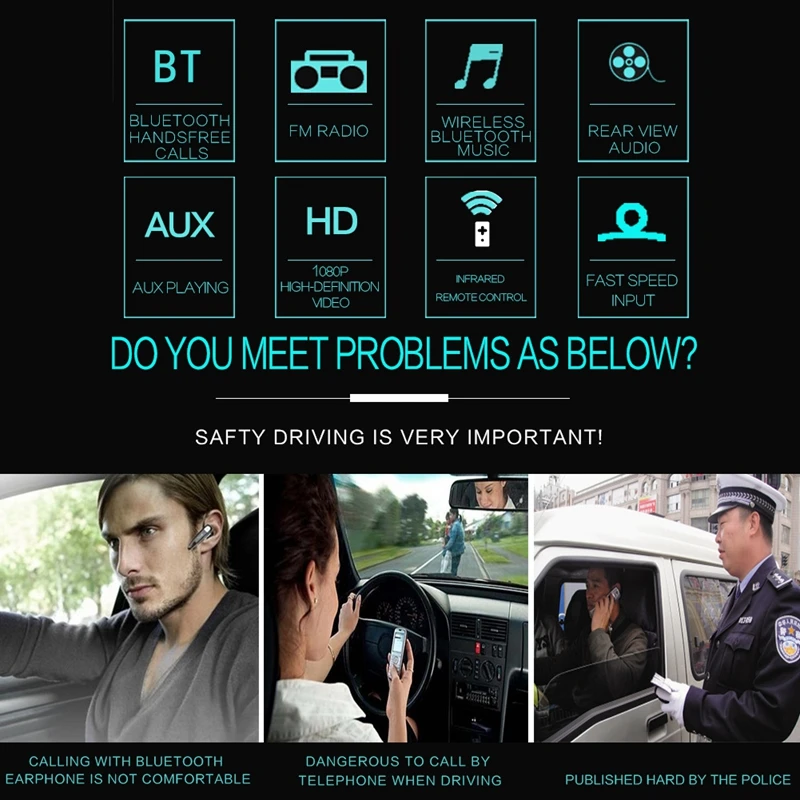 Autoradio 1 DIN 7 inch Car Mirror Link Radio Audio MP5 Player Bluetooth/USB/TF/Aux/touch screen radio cassette player car | Автомобили и