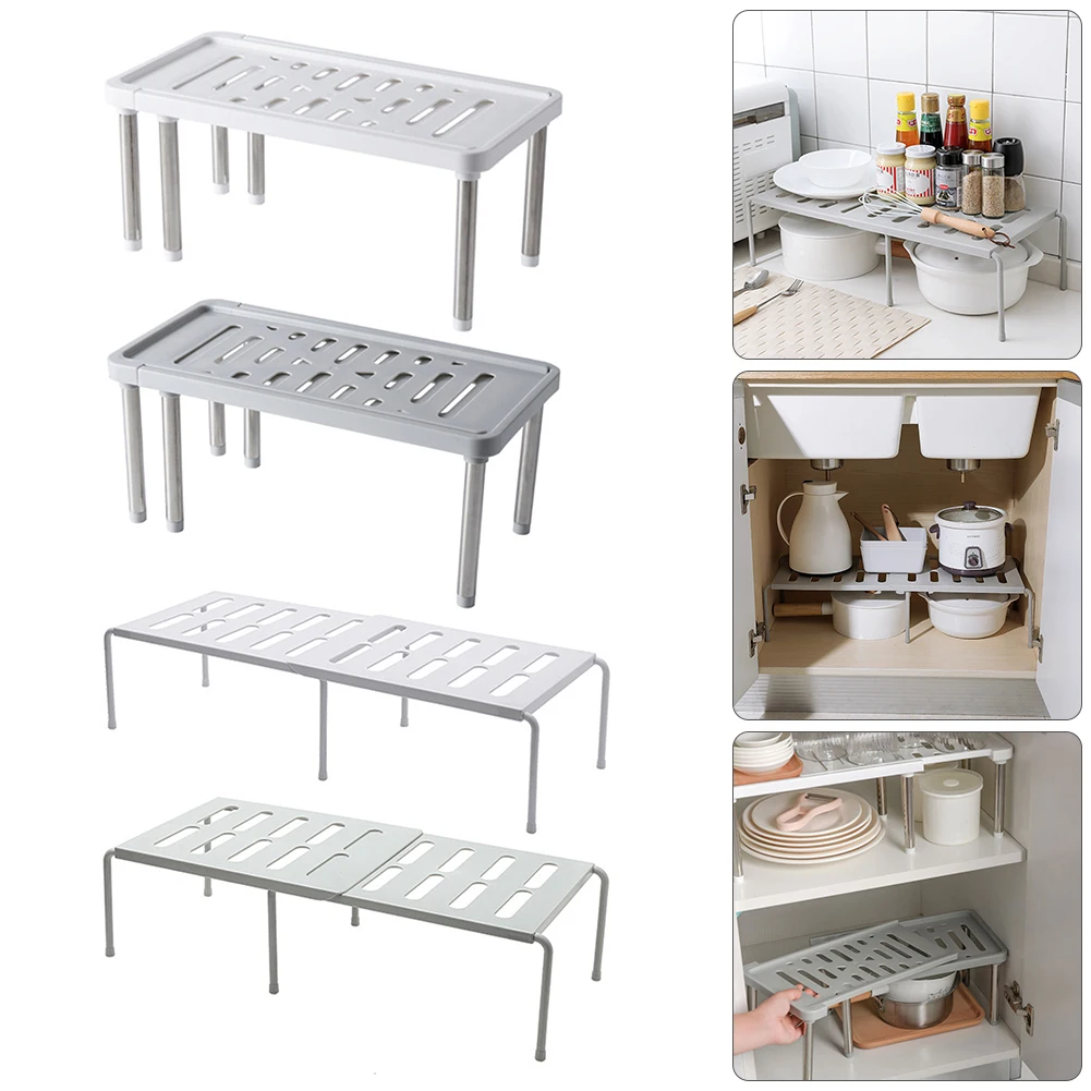 

Kitchen Organizer Expandable Microwave Oven Rack Stand Cabinet Holder Shelf Countertop Organizer 2-Tier Tableware Spice Storage