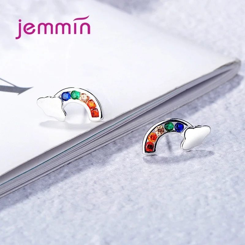 

Luxury Colorful Crystal Wedding Stud Earrings Fow Women Girls 925 Sterling Silver Fashion Jewelry Trendy 2021 Wholesale