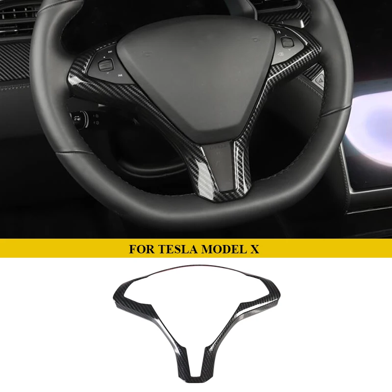 

Carbon Fiber ABS Car Inner Steering Wheel Frame Trim Steering Wheel Modified Decorative Accessories for Tesla Model X 2014-2020