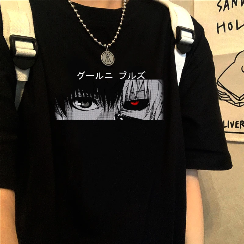 Футболка женская с принтом японского аниме панк Tokyo Ghoul Kaneki Ken свободная