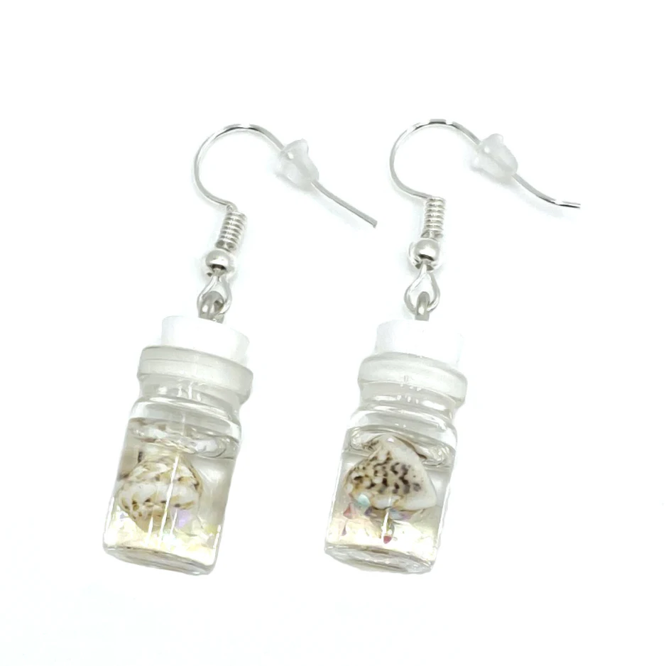 

Korean Statement Earrings Transparent Glass Bottle Conch Colored Crystal Dangle Drop Earrings For Women Earings Fashion Jewelry
