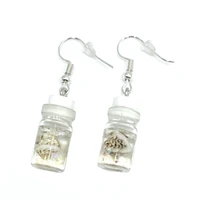 korean statement earrings transparent glass bottle conch colored crystal dangle drop earrings for women earings fashion jewelry