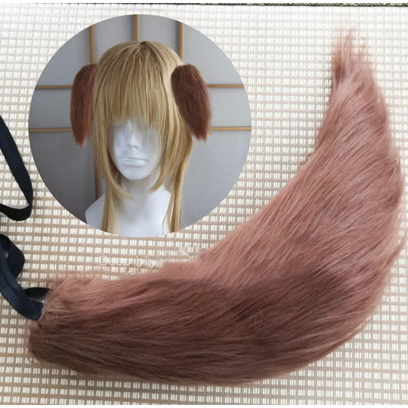 

Inugami Korone Vtuber Wig Ear Tail Cosplay Prop Dog Long Plush tails Custom Made