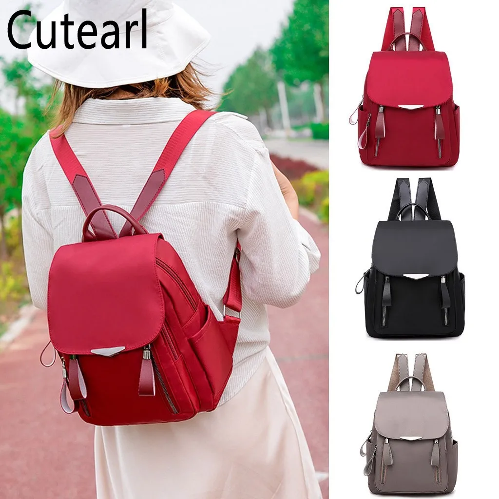 

Fashion Women's backpack Outdoor Simple Oxford Zipper Contrast Color Backpack Travel Bag female Casual Flip Bagpack