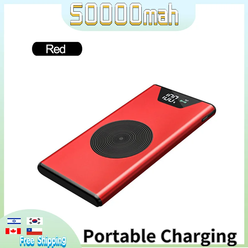 

Wireless Power Bank 50000mAh Portable Charger Digital Display 2USB External Battery Powerbank for Xiaomi IPhone Samsung