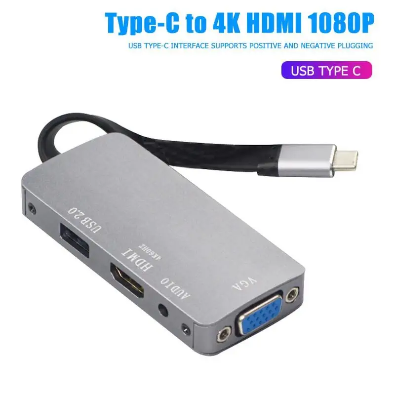 Переходник с Type C на HDMI VGA 3 5 мм кабель преобразователя видео и аудио
