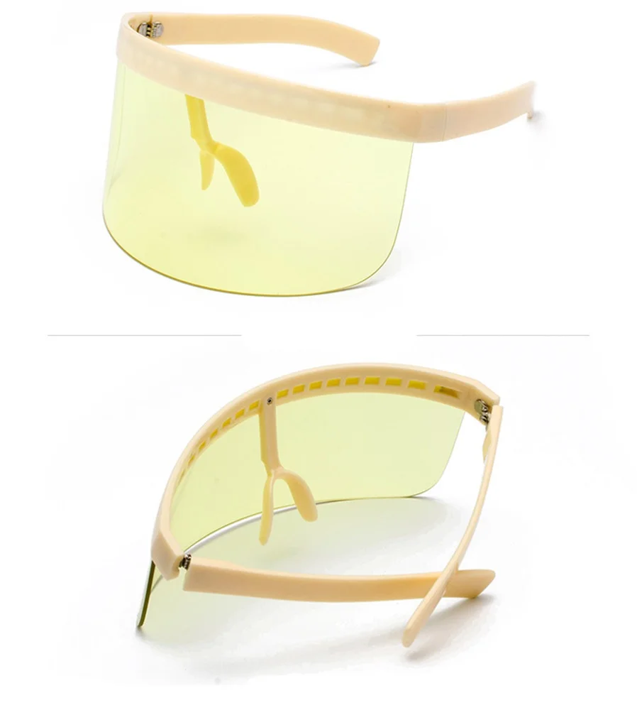 

Eye Protection Big Frame One-piece Sunglasses for Men Women Anti-UV Glasses Fashion Yellow Blue Gray Driving Fishing Sunglasses