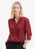 pure 19mm silk shirts for women basic formal office vintage long sleeve pearl button down silk blouse tops for ladies top
