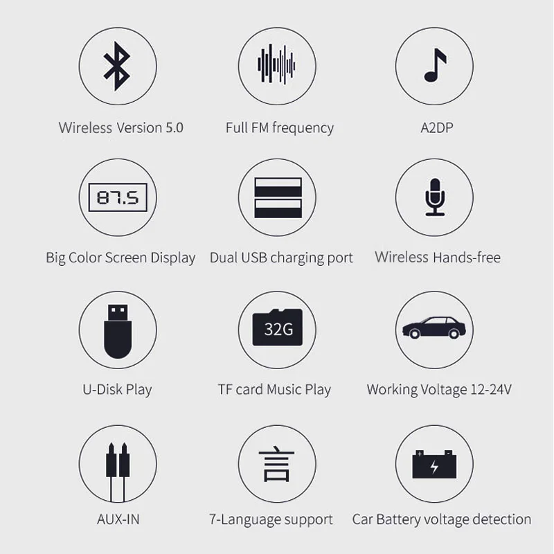 JaJaBor FM Transmitter Bluetooth Car kit Handsfree Support Folder Song Playback Large Color Screen Display AUX-IN MP3 Player | Автомобили