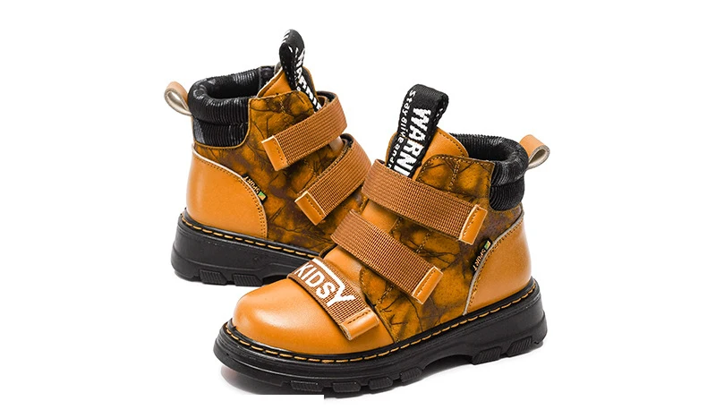 Обувь для мальчиков; Модные Ботинки martin; коллекция года; Зимняя Толстая теплая хлопковая кожаная детская обувь; нескользящие резиновые сапоги для детей; повседневная обувь