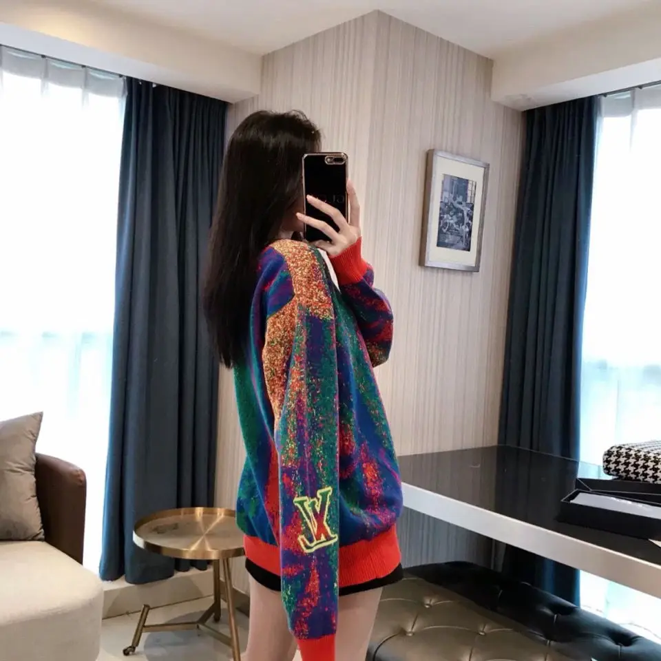 

High quality fashion brand age reducing color contrast gradient seven color rainbow cuff letter jacquard for men and women