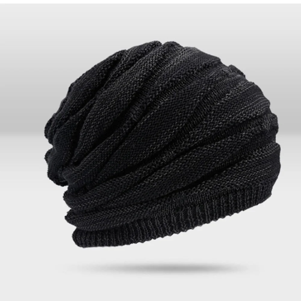 Унисекс Вязаная Шапка Толстый Мягкий Головной Убор Теплая Шерстяная Шапка для Мужчин Женщин Зимние Поставки для Внешних Видов Спорта (Черный) на.