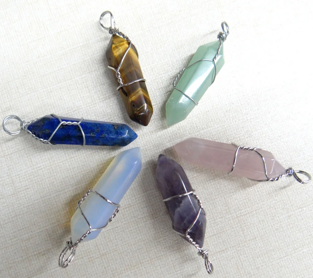 

Natural stone aventurine opal lapis tiger eye crystal Quartz charm Pendants for diy Jewelry making necklaces Accessories24pcs