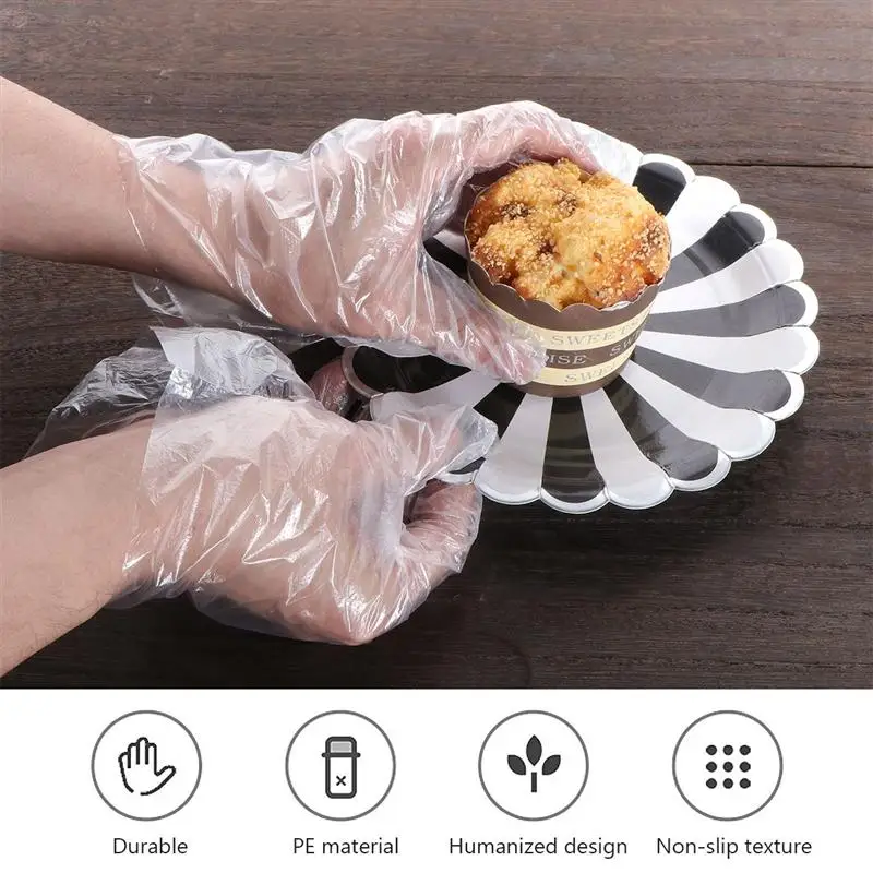 100 шт./компл. одноразовые перчатки прозрачные пищевые пластиковые для кухни