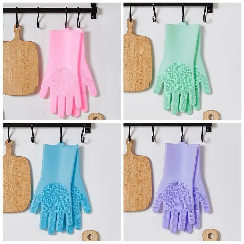 

2pcs Silicone Cleaning Gloves Multifunction Magic Silicone Dish Washing Gloves For Kitchen Household Silicone Washing