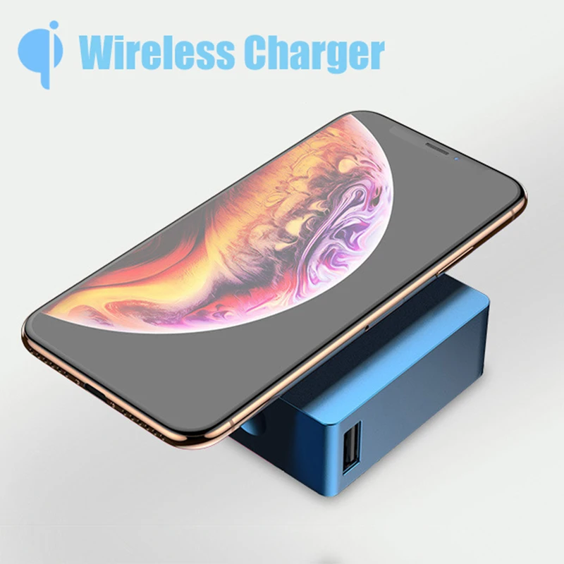 3в1 мини банк питания QI беспроводной банк питания USB портативное зарядное устройство Внешняя батарея для Xiaomi Iphone huawei зарядное устройство батарея в 1