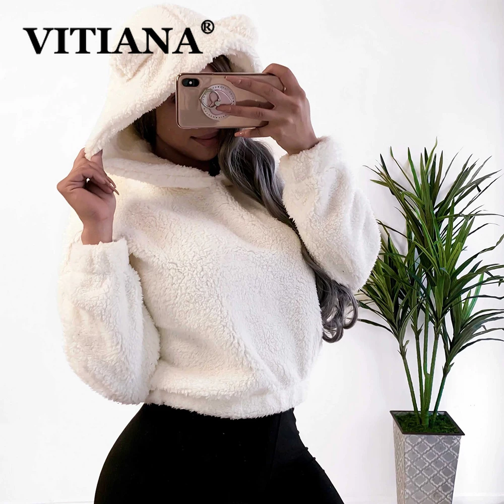 Женское короткое пальто VITIANA повседневное теплое мягкое из искусственного меха