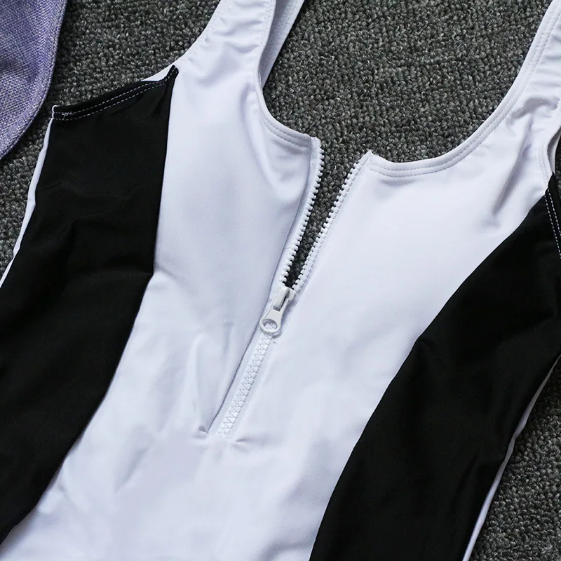 Пикантные Одна деталь черного и белого цвета из кусков купальник женская обувь