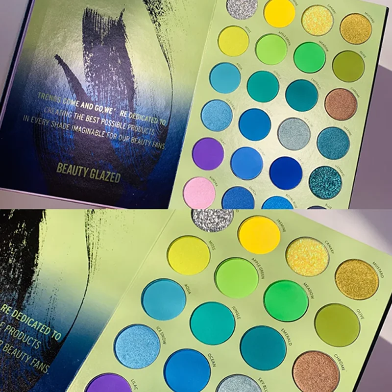 BEAUTY GLAZED 3 in 1 Color Shades 72 Colors BOOK Pressed Powder Eyeshadow Palette Neon Pigments Glitter Eye Shadow Pallete |