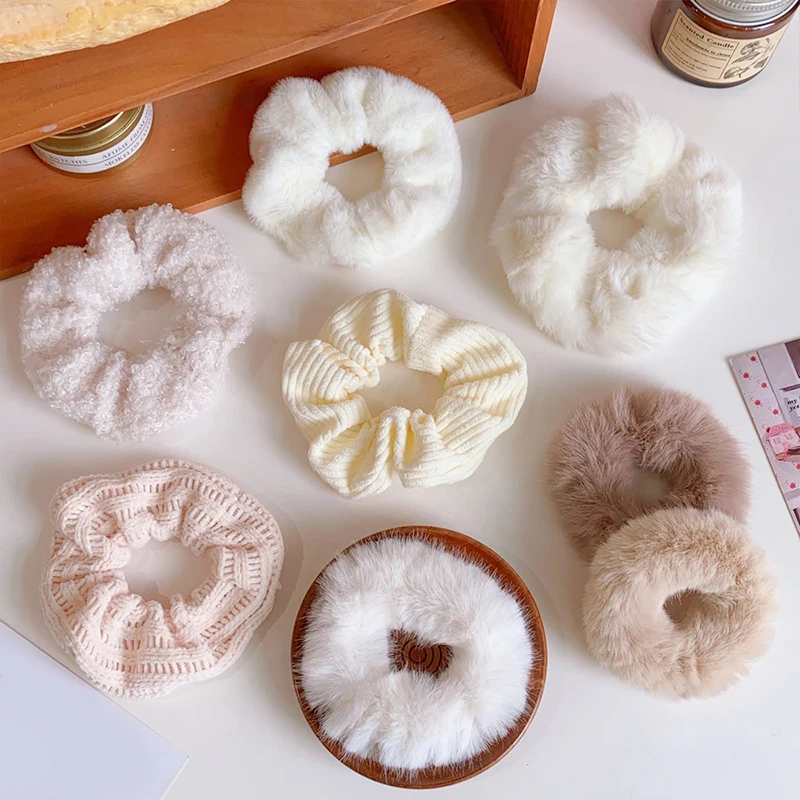 

Резинка для волос Женская плюшевая, мягкая однотонная повязка на голову, корейский стиль, на осень и зиму