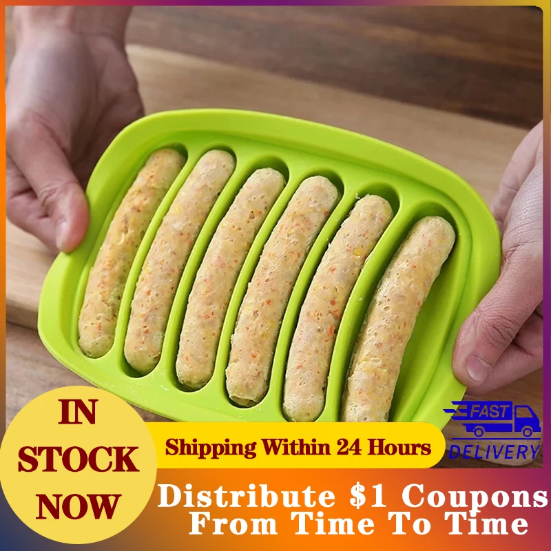 Homemade DIY Six-Piece Lid Silicone Sausage Mold Dropshipping Hot Dog Rapid Prototyping Ham Baking Kitchen Gadget | Дом и сад