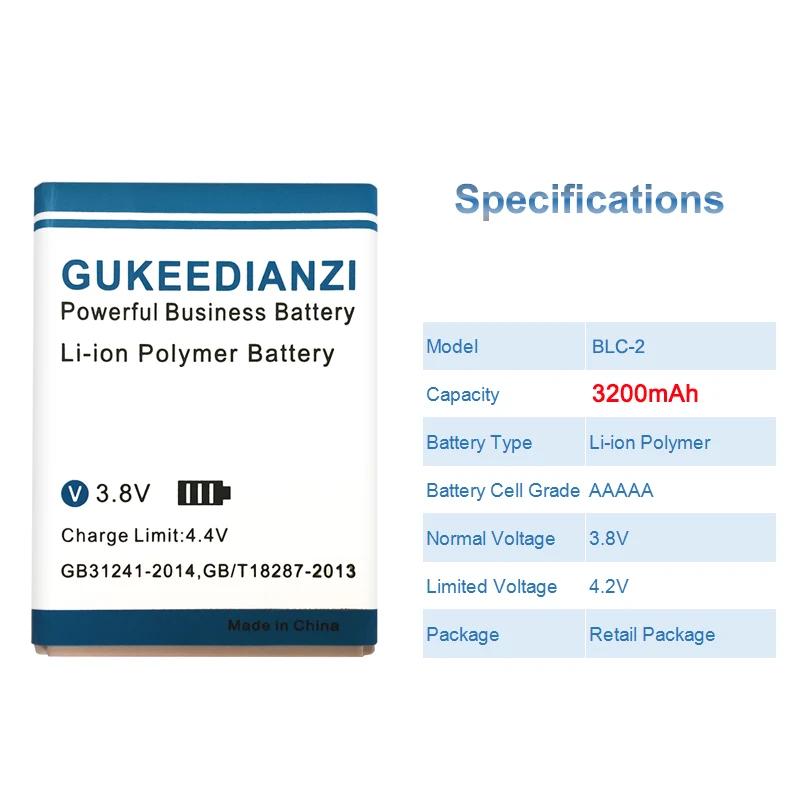 GUKEEDIANZI телефон Батарея BLC-2 для Nokia 3310 3330 3410 3510 5510 3530 3335 3686 3685 3589 3315 3350 3510 6650 6800 3550